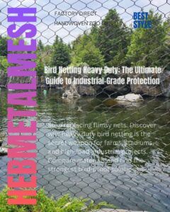 Handwoven heavy duty bird netting made of stainless steel rope mesh installed over a zoo water enclosure, featuring high transparency and industrial-grade protection.