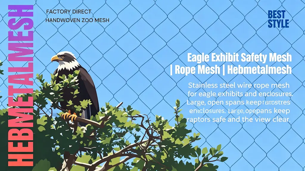 Eagle exhibit safety mesh stainless steel wire rope netting for raptor enclosures with Hebmetalmesh factory direct handwoven zoo mesh
