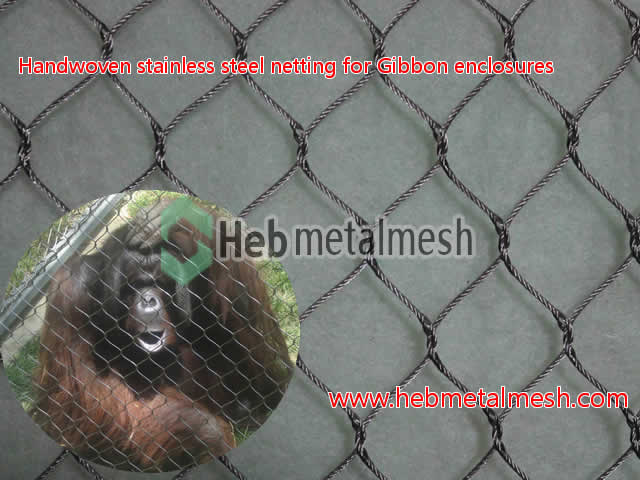 Gibbon enclosure, gibbon enclosures, gibbon barrier netting, mesh for gibbon, gibbon exhibit