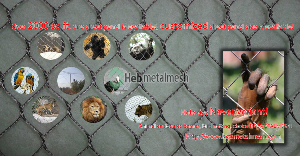 Hand woven stainless steel netting for animal enclosures, bird netting