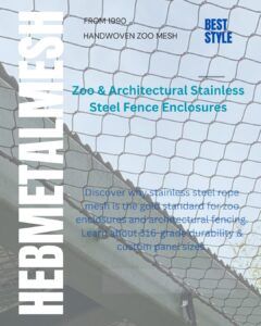 Handwoven stainless steel rope mesh for fence enclosures