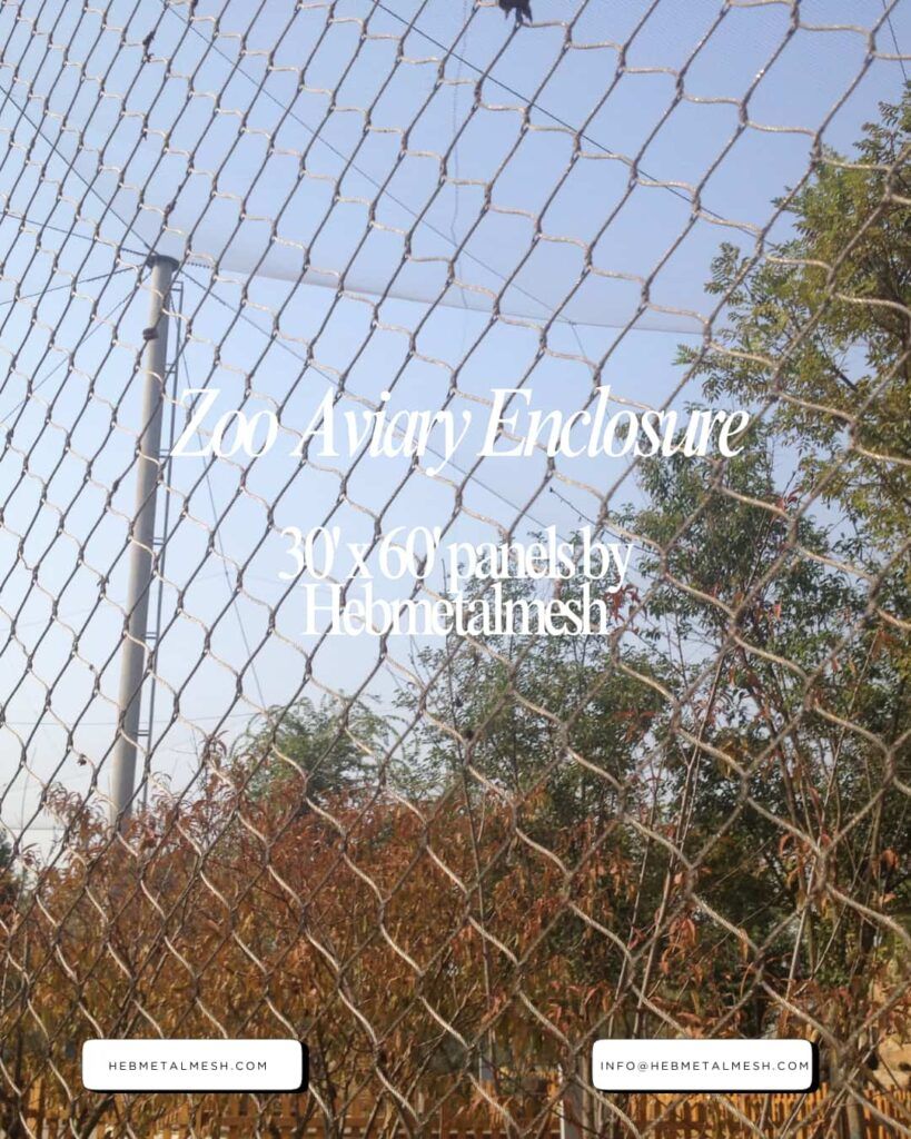 Seamless 30ft by 60ft stainless steel mesh panels for professional zoo aviaries.