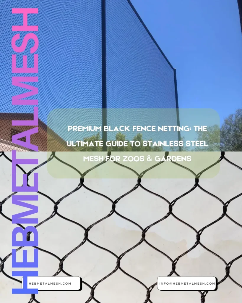 Hebmetalmesh handwoven black oxide stainless steel netting installed in a leopard zoo enclosure, showing high-visibility and security.