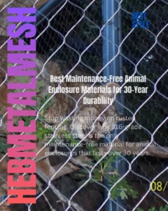 A wild cat resting behind a high-durability, 316-grade stainless steel rope mesh enclosure, showcasing maintenance-free fencing for zoos