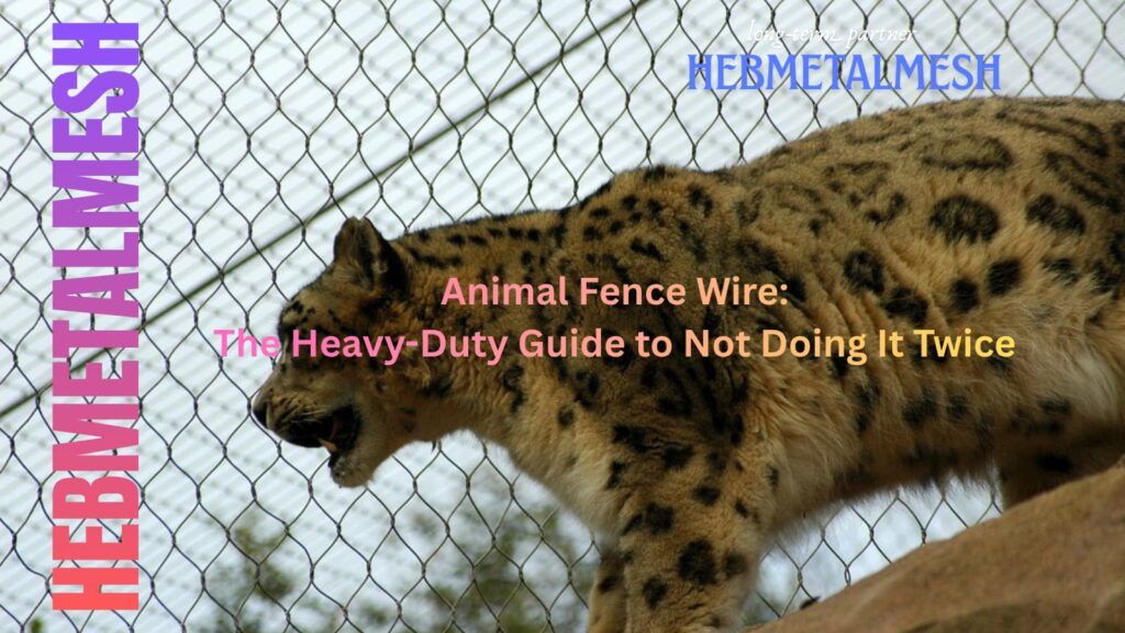 Close-up view of a snow leopard viewed through a secure, professional hand-knotted stainless steel rope mesh fence, demonstrating the strength of high-tensile wire for zoo and residential enclosures.
