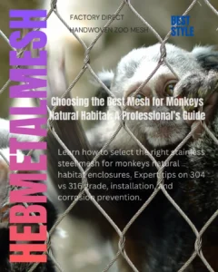 Close-up of high-tensile stainless steel cable mesh used for primate habitats.