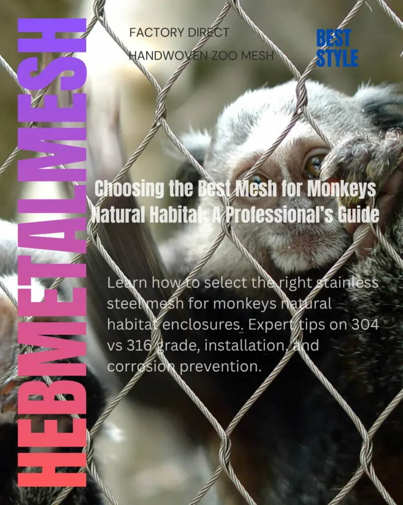 Close-up of high-tensile stainless steel cable mesh used for primate habitats.