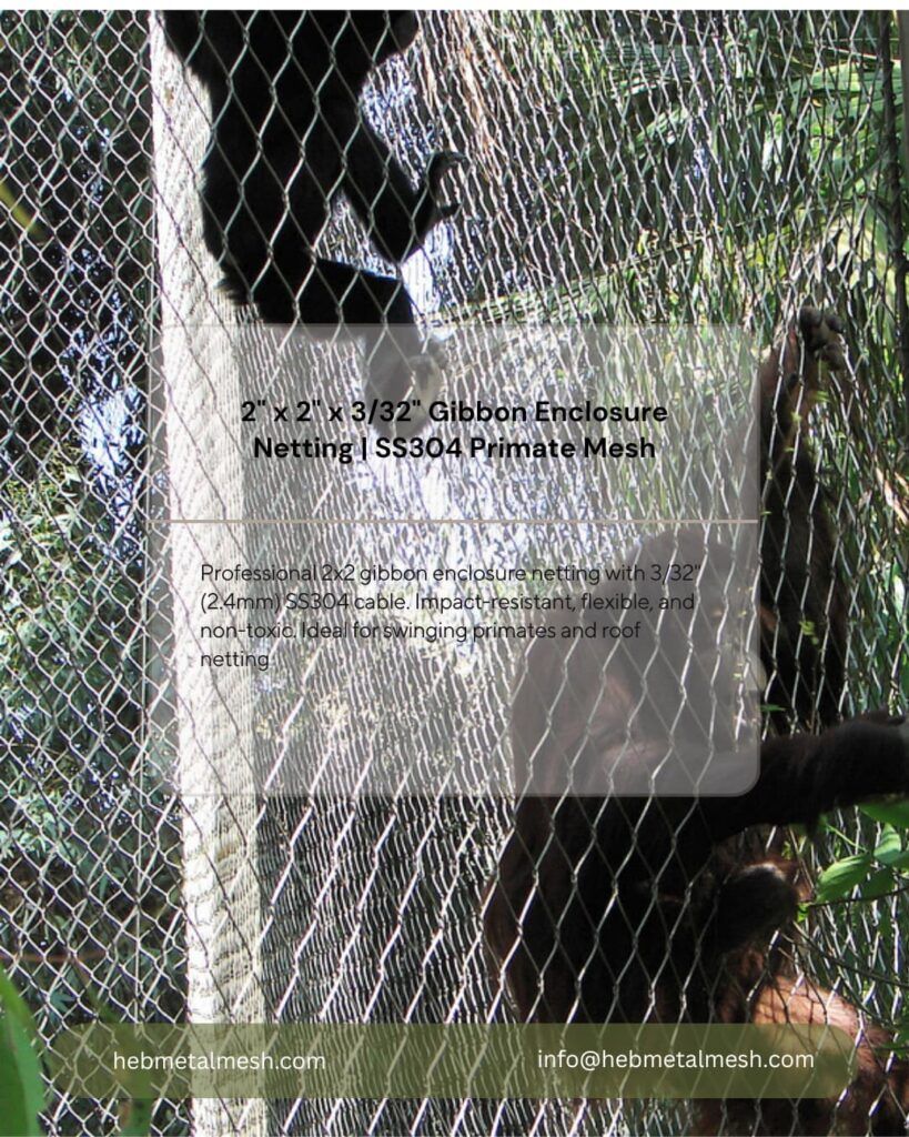 2-inch-stainless-steel-gibbon-enclosure-netting-for-swinging-primates